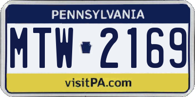 PA license plate MTW2169