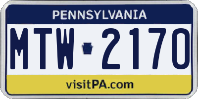 PA license plate MTW2170