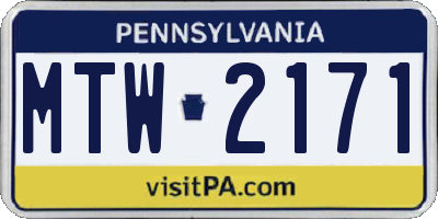 PA license plate MTW2171
