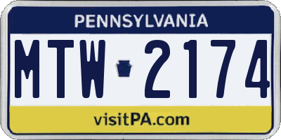 PA license plate MTW2174