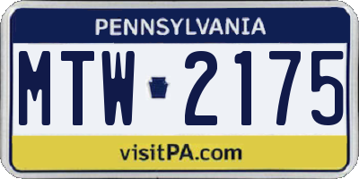 PA license plate MTW2175