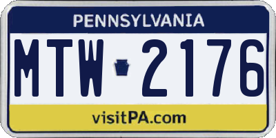 PA license plate MTW2176