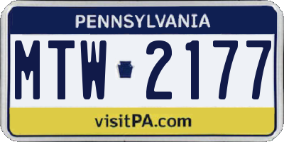 PA license plate MTW2177