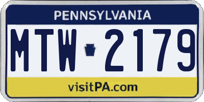 PA license plate MTW2179