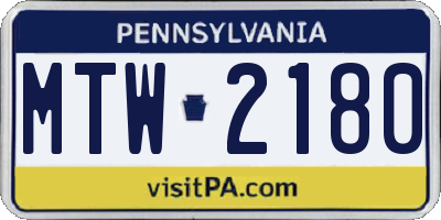 PA license plate MTW2180