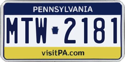 PA license plate MTW2181