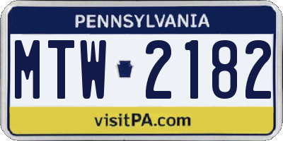 PA license plate MTW2182