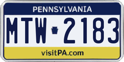 PA license plate MTW2183