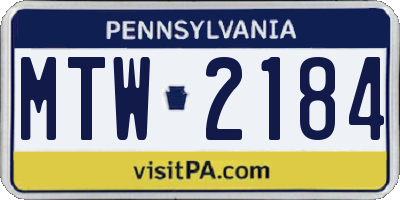 PA license plate MTW2184