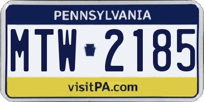 PA license plate MTW2185