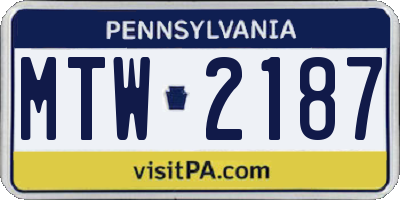 PA license plate MTW2187