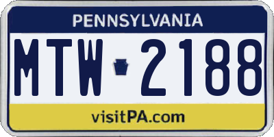 PA license plate MTW2188