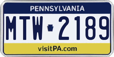 PA license plate MTW2189