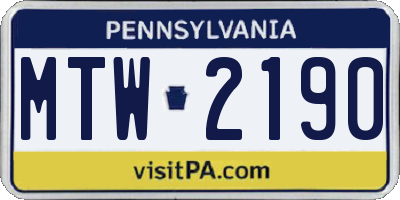PA license plate MTW2190