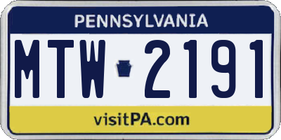 PA license plate MTW2191
