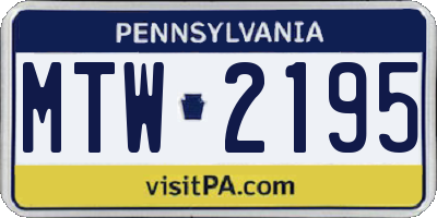 PA license plate MTW2195