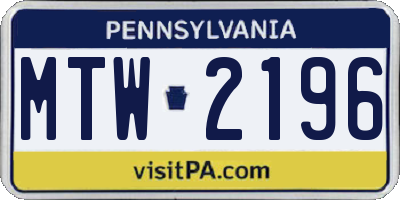 PA license plate MTW2196