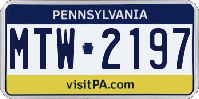 PA license plate MTW2197