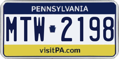PA license plate MTW2198