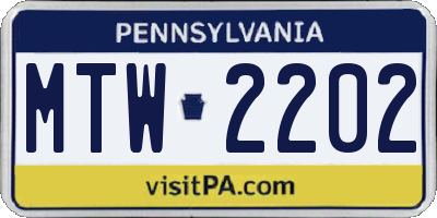 PA license plate MTW2202