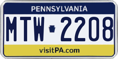 PA license plate MTW2208