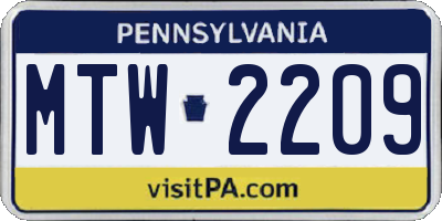 PA license plate MTW2209