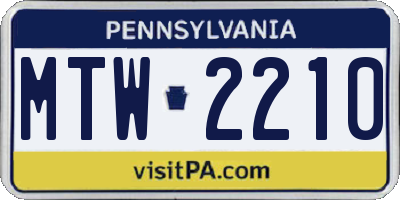 PA license plate MTW2210