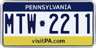 PA license plate MTW2211
