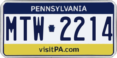 PA license plate MTW2214