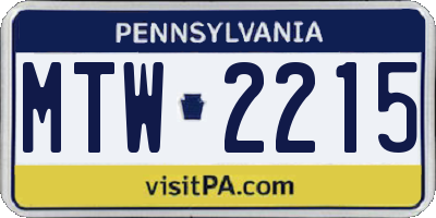 PA license plate MTW2215