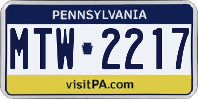 PA license plate MTW2217