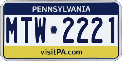 PA license plate MTW2221