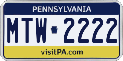 PA license plate MTW2222