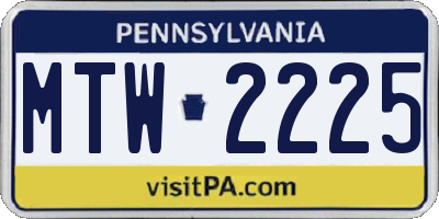 PA license plate MTW2225