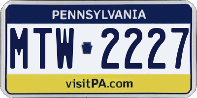 PA license plate MTW2227