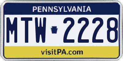 PA license plate MTW2228