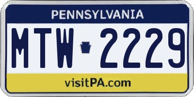 PA license plate MTW2229