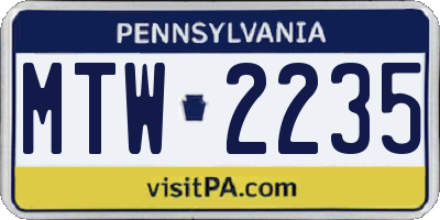 PA license plate MTW2235
