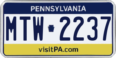 PA license plate MTW2237