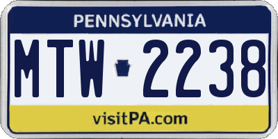 PA license plate MTW2238