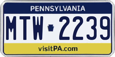 PA license plate MTW2239