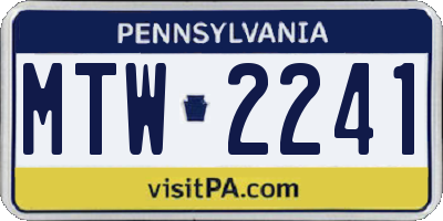 PA license plate MTW2241