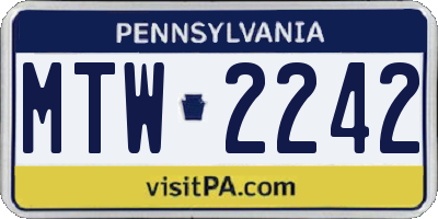 PA license plate MTW2242