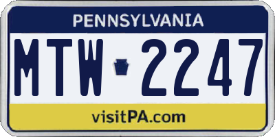 PA license plate MTW2247