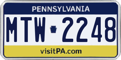 PA license plate MTW2248