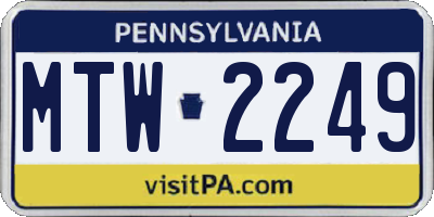 PA license plate MTW2249