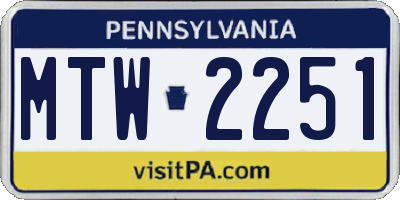 PA license plate MTW2251