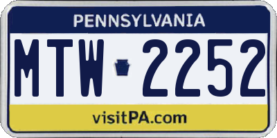 PA license plate MTW2252