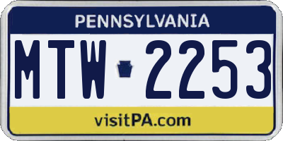PA license plate MTW2253