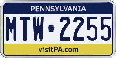 PA license plate MTW2255